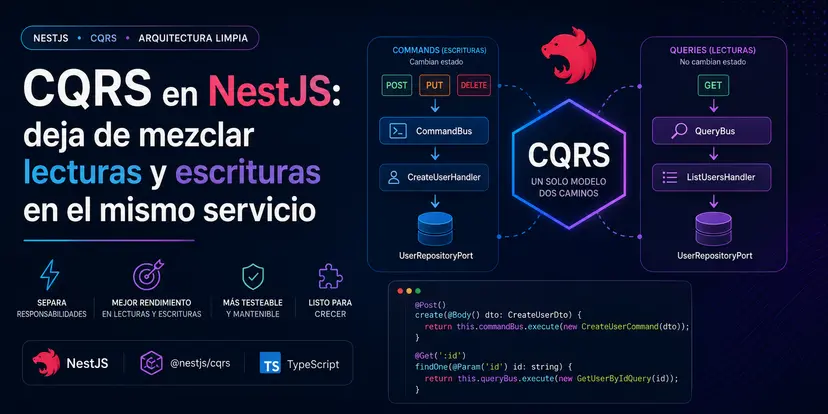 CQRS en NestJS: deja de mezclar lecturas y escrituras en el mismo servicio